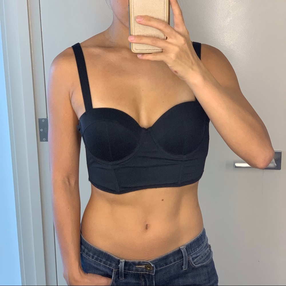 bebe Black Satin Balconette Bra Top XS